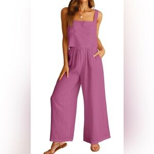 ANRABESS Women's crop top tank linen top xl rose color